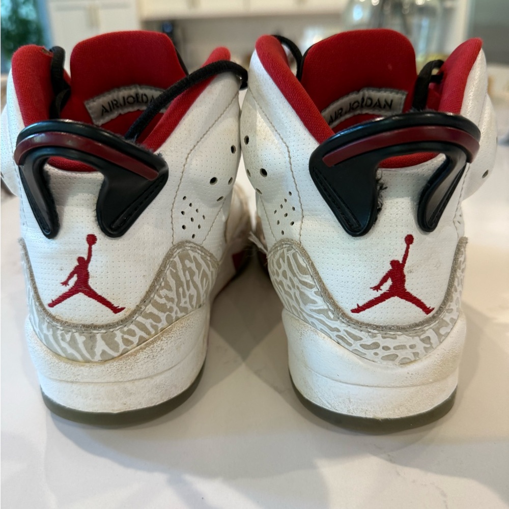 Jordan Kids White and Red Sneakers with Black Accents